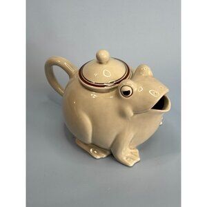 Fitz & Floyd 1976 Ceramic Frog Teapot 5" High 7" Long  Cute Vintage Collectible